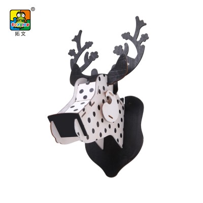 Hot!!! Home decoration special promotion gifts toys high quality wooden deer head wall art puzzle