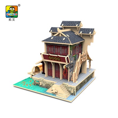 doll house 3d wooden educational craft gift decoration puzzle Southen China house model style Wood puzzle Hobby Gift