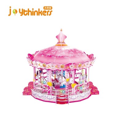 Holiday decoration Carousel 3d styrofoma paper puzzle DIY education girl toy set