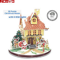 LED 3D Jigsaw Puzzle Christmas Castle for Children, A Cool Nighttime Display, Celebrate the Holiday