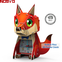 Boost Kids' Skill with 3D Puzzle  Lovely DIY Fox Desk Clock Educational Gift